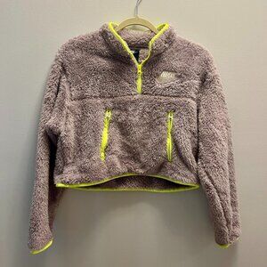 Small Nike Cropped Quarter Zip - Gray and Neon Yellow